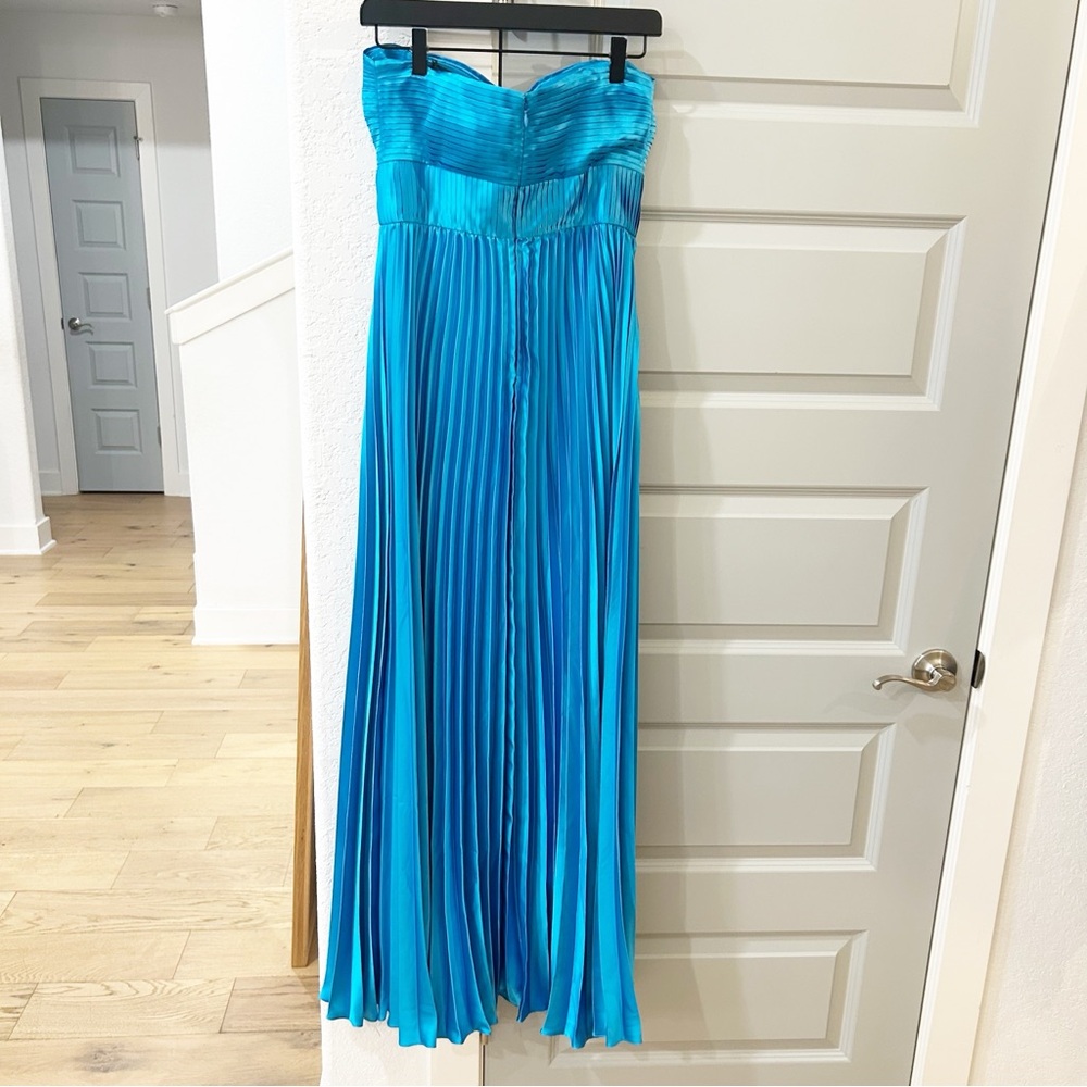NWT Amur Stef Pleated Maxi Gown Dress Adonis Blue Revolve - Picture 4 of 6